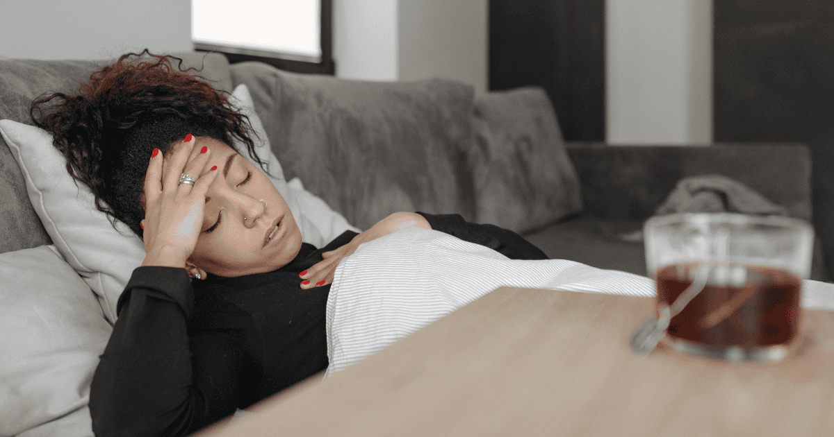 Mom laying down with morning sickness