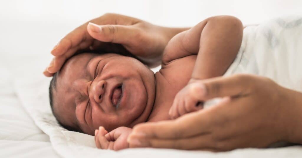 newborn crying with gas