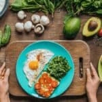 healthy meal of egg and vegetables