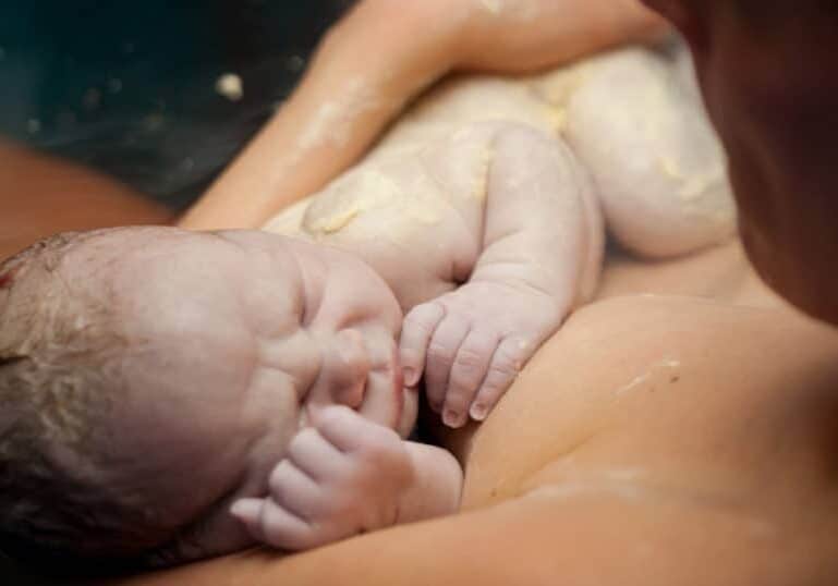vernix on newborn baby skin to skin