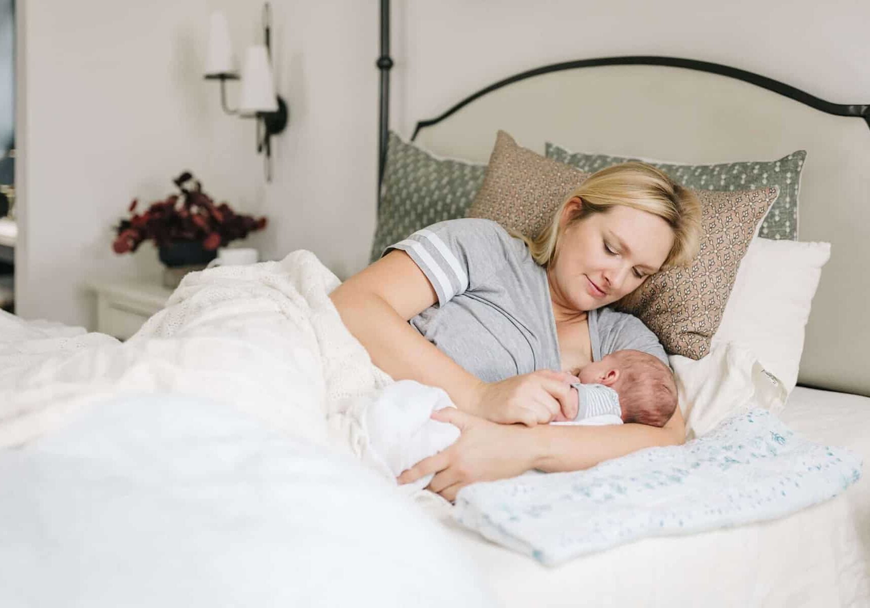 new mom breastfeeding at home in Tampa Florida